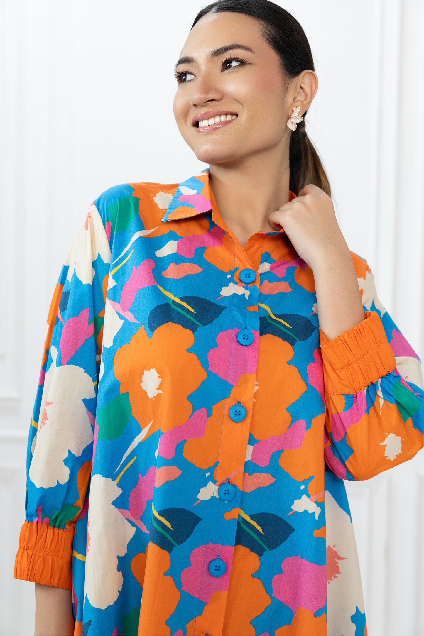 Hazel Dress - Abstract Floral Blue