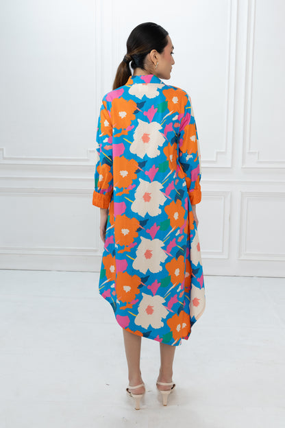 Hazel Dress - Abstract Floral Blue
