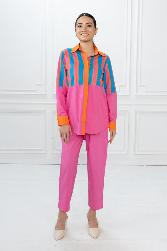 Rory Set - Blue Stripe & Pink