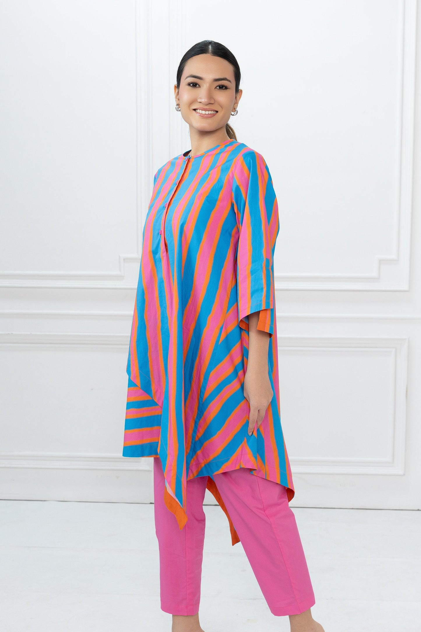 Edison Tunic  - Blue Stripes & Pink