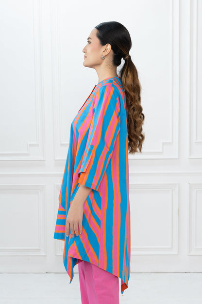 Edison Tunic  - Blue Stripes & Pink