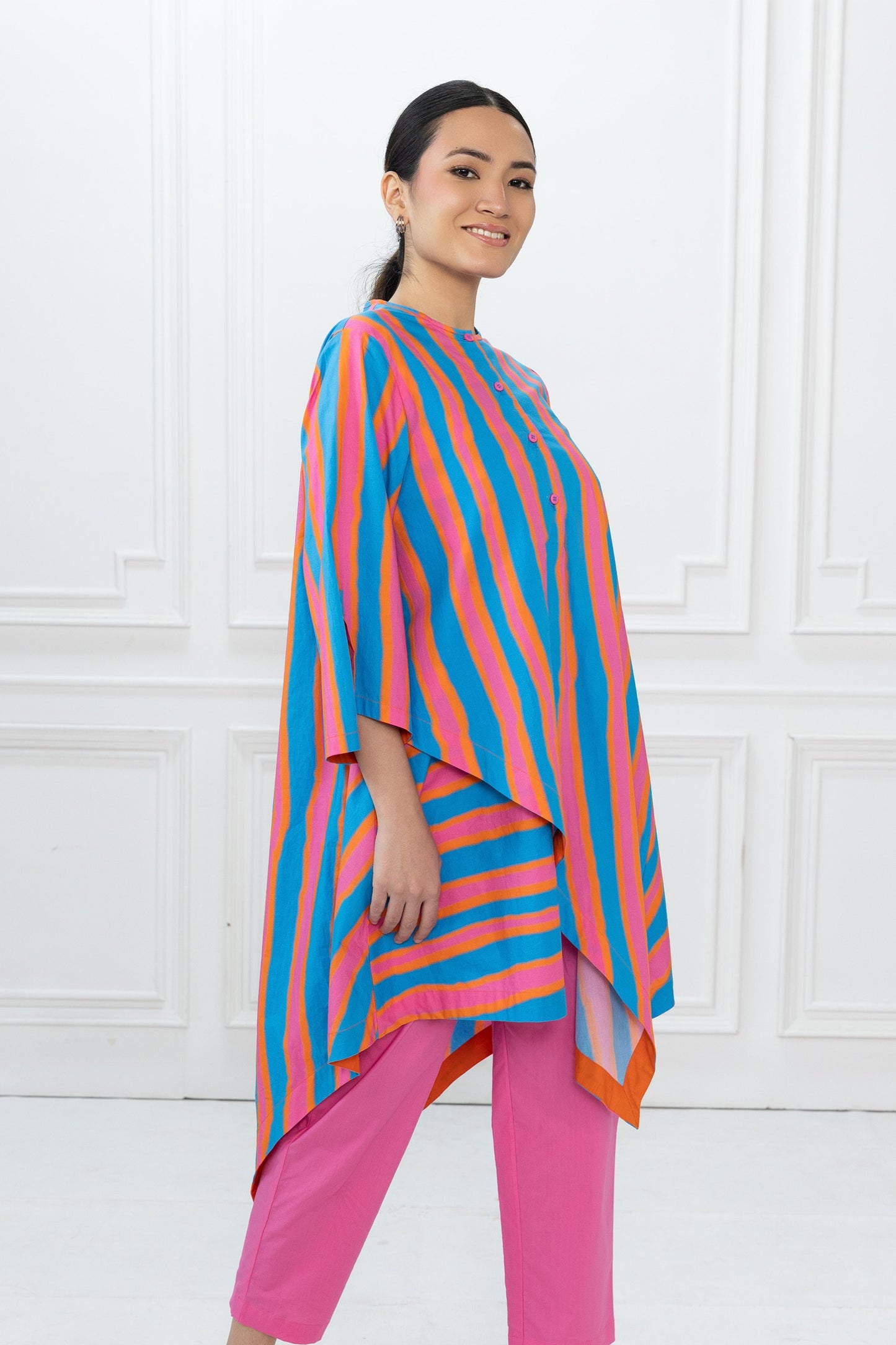 Edison Tunic  - Blue Stripes & Pink