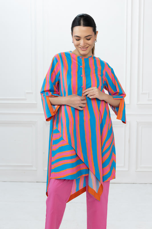 Edison Tunic  - Blue Stripes & Pink