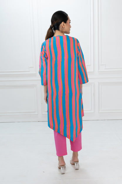 Edison Tunic  - Blue Stripes & Pink