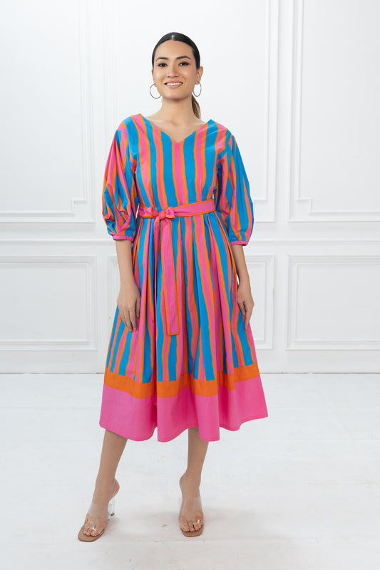 Emma Dress - Blue Striped