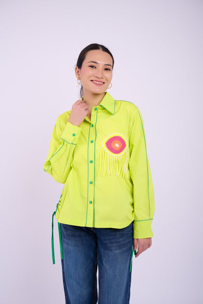 Embellished Cora Shirt  - Lime