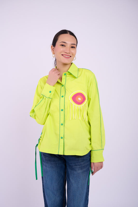 Embellished Cora Shirt  - Lime