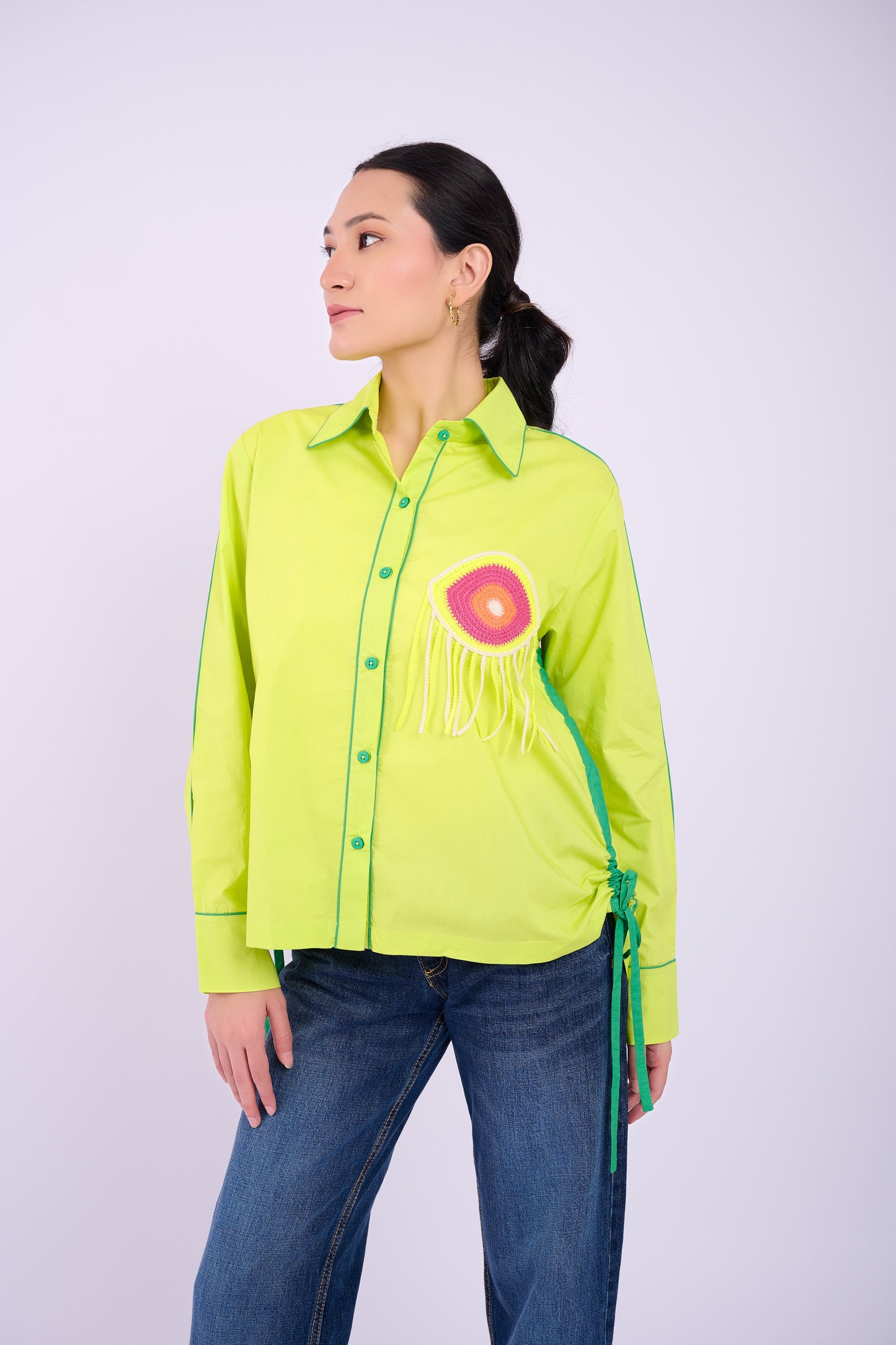 Embellished Cora Shirt  - Lime