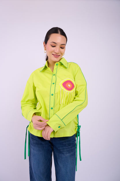 Embellished Cora Shirt  - Lime