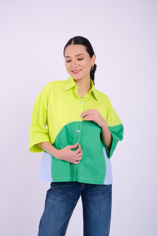 Eva Colourblock - Lime and Dark Green