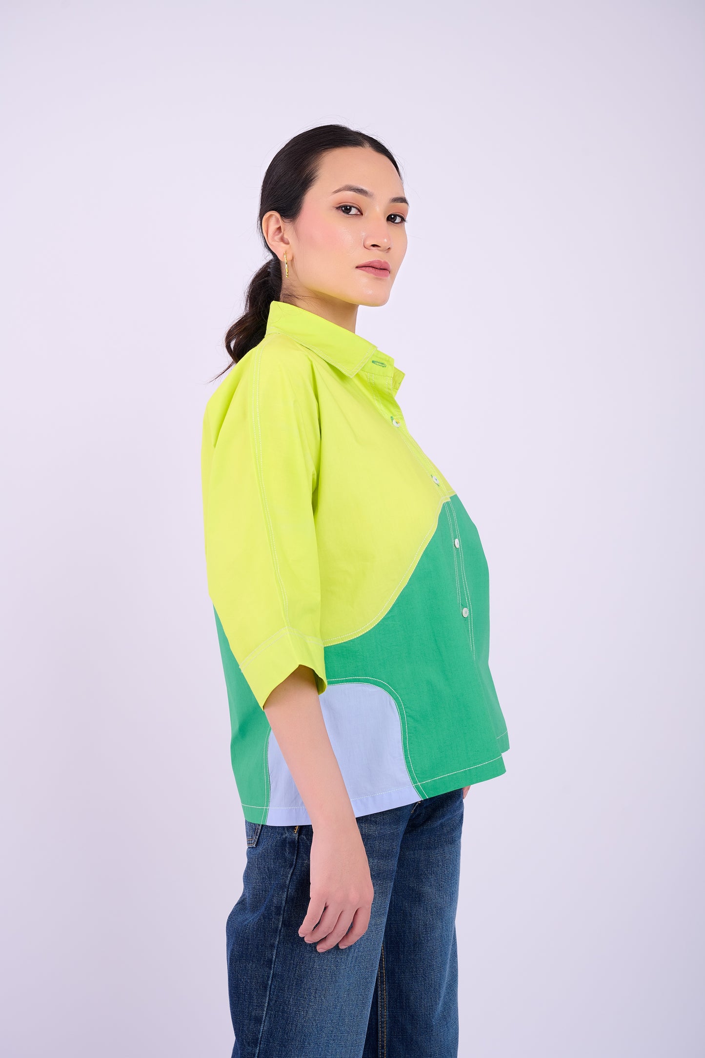 Eva Colourblock - Lime and Dark Green