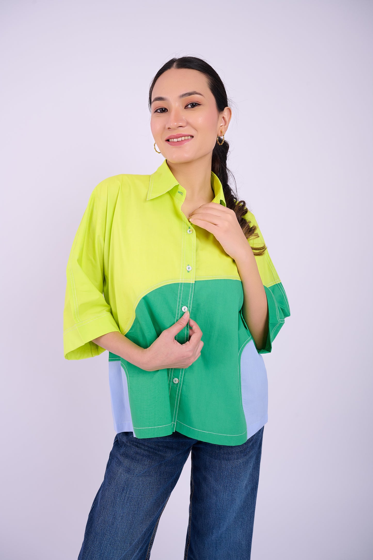 Eva Colourblock - Lime and Dark Green