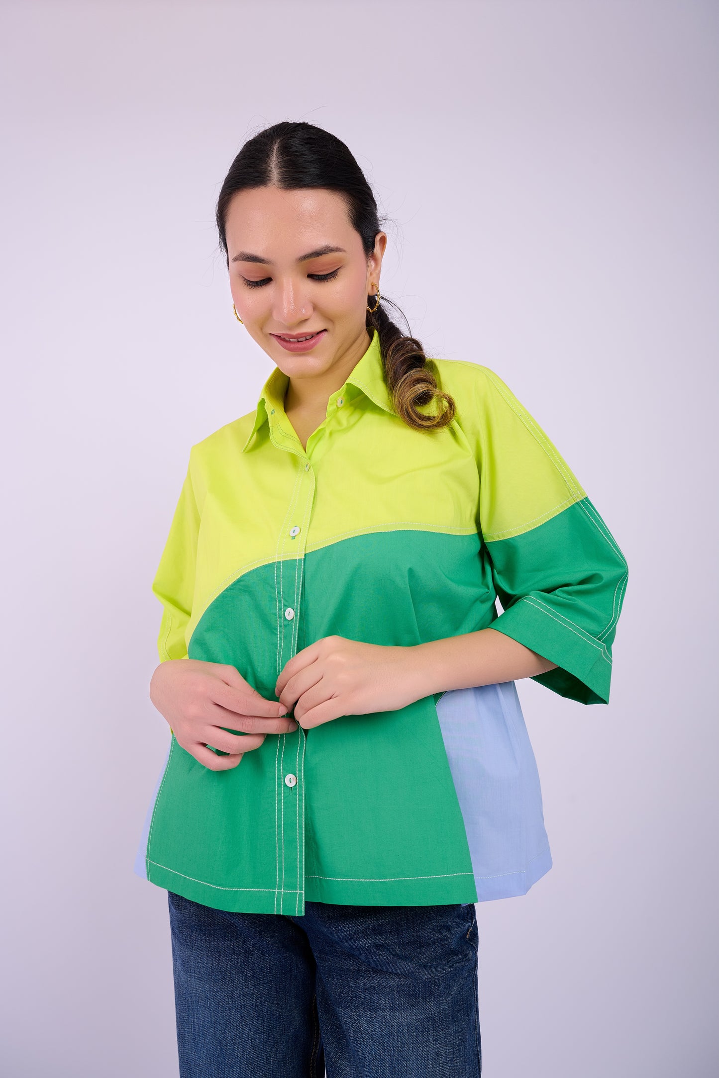 Eva Colourblock - Lime and Dark Green