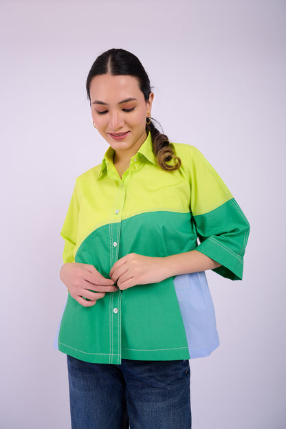 Eva Colourblock - Lime and Dark Green