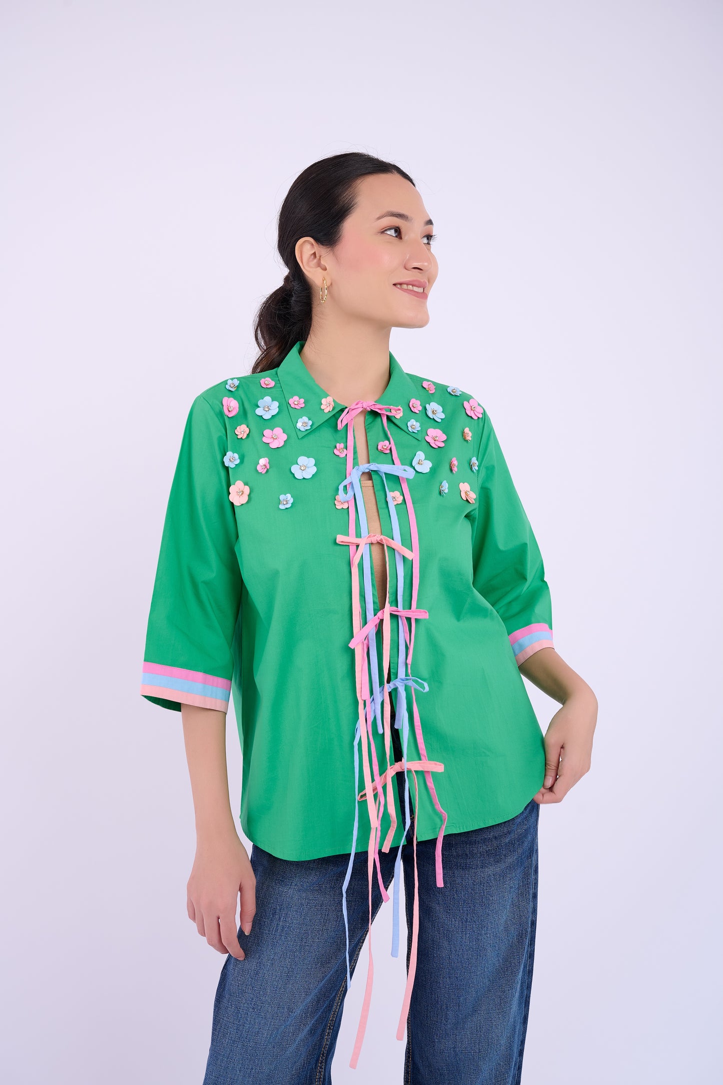 Embellished Luca Shirt - Dark Green