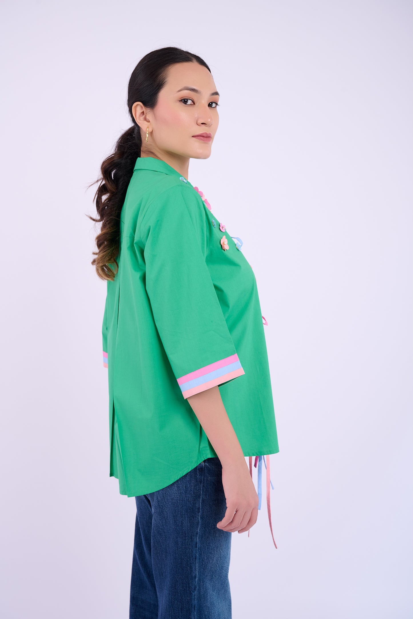 Embellished Luca Shirt - Dark Green