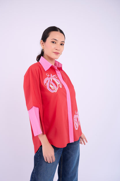 Embellished Teresa Shirt - Red