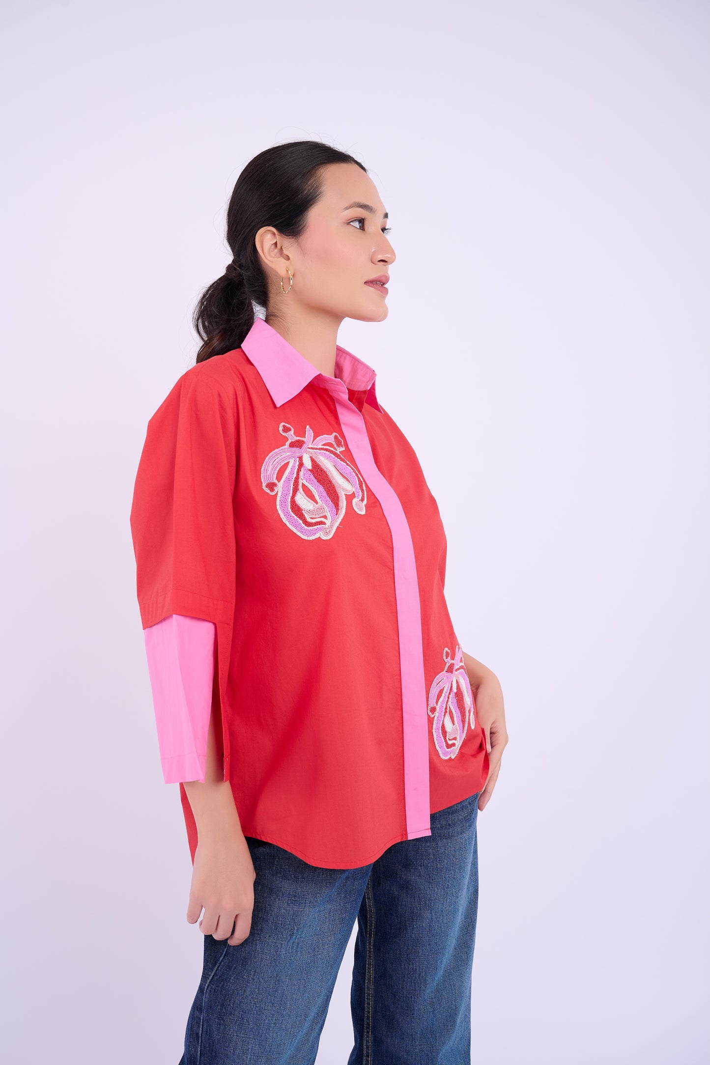 Embellished Teresa Shirt - Red