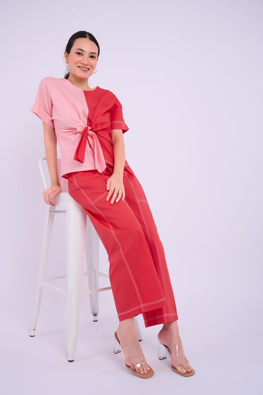 Nadine Set - Red & Light Pink