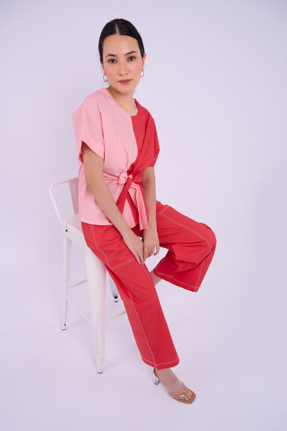 Nadine Set - Red & Light Pink