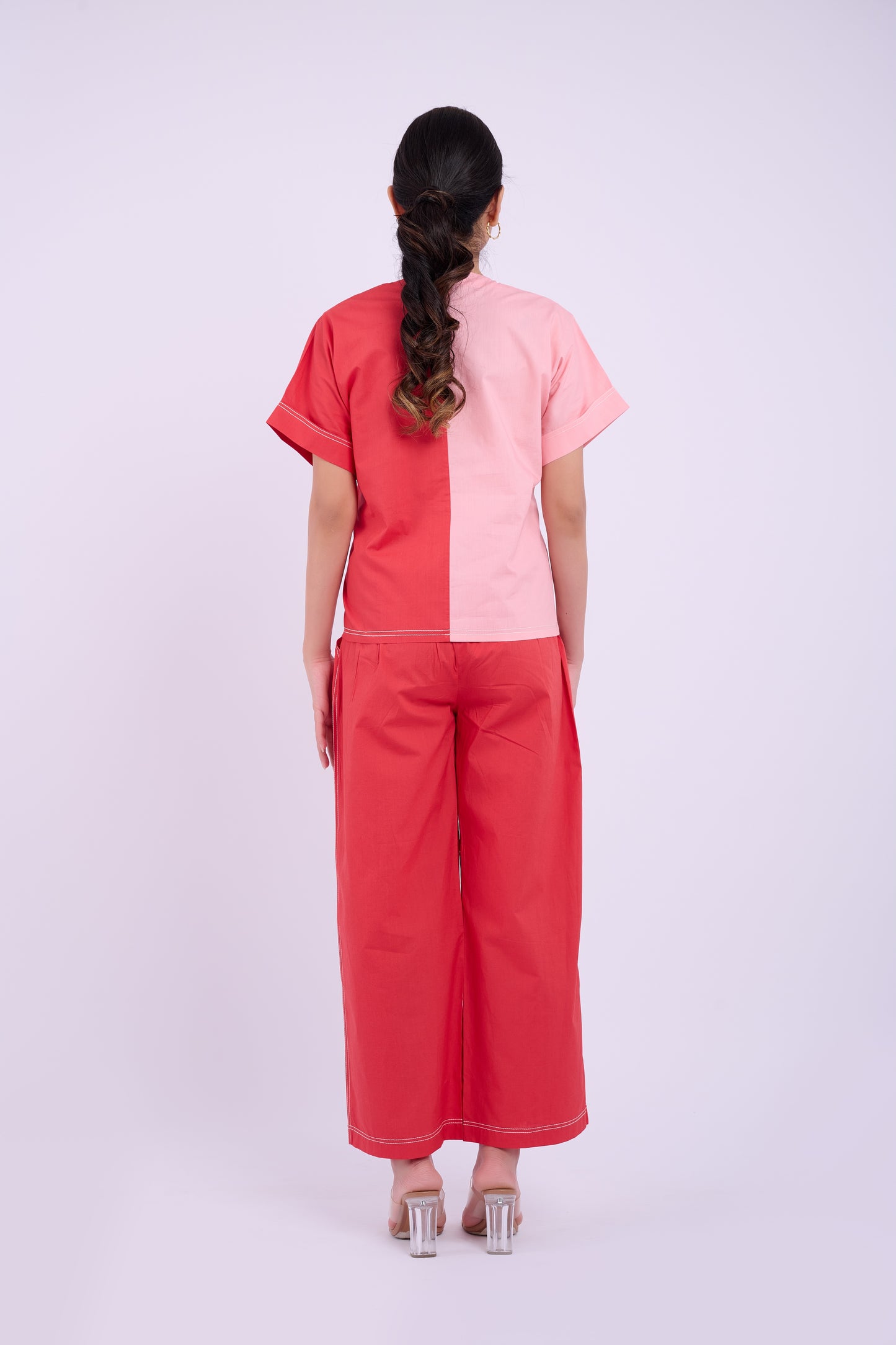 Nadine Set - Red & Light Pink