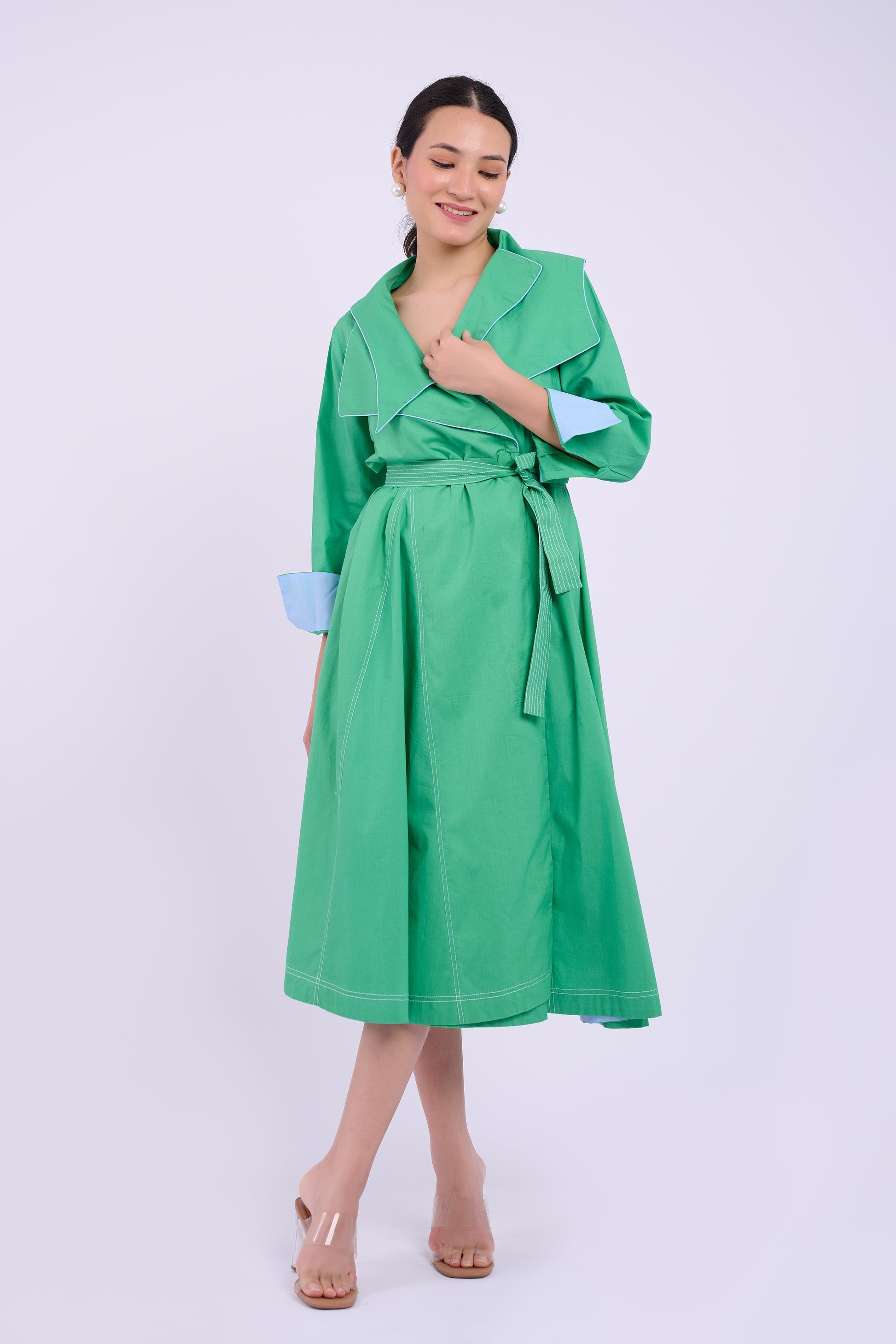 Julia Wrap Dress - Dark Green Olive Sand Julia Wrap Dress - Dark Green Olive Sand