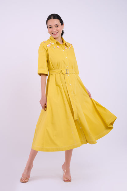 Embellished Cortez Dress - Yellow